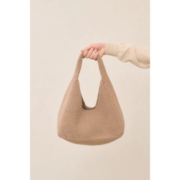 Lauren Manoogian Baby Bindle Bag Putty Cork Camel Highland Wool Alpaca Knit NWT - Picture 3 of 16